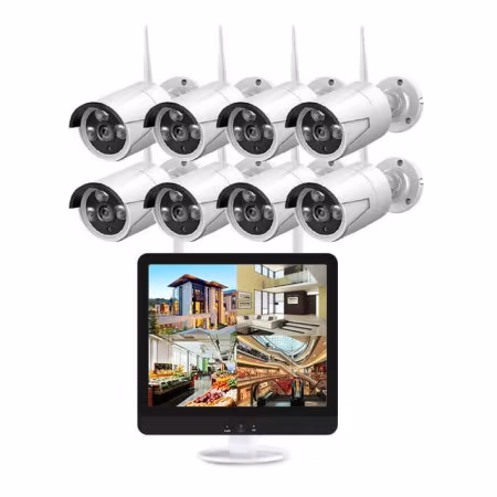 Kit NVR Vidéosurveillance avec 8 caméras et Ecran 12 pouces