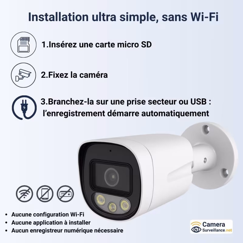 Caméra avec enregistrement simple à utiliser