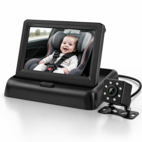 Caméra voiture bébé 1080P avec écran 4,3" – miroir voiture bébé de surveillance, vision nocturne