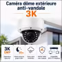 Caméra Dôme Extérieure Anti-Vandale 3K 5MP | Vision 30 m