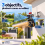 Caméra WiFi Extérieure Rotative 360° avec 3 Objectifs HD