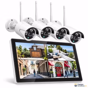 Kit de vidéosurveillance 4 caméras WiFi avec écran-enregistreur NVR 10 pouces