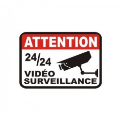 Autocollant Attention Vidéo Surveillance 24/24