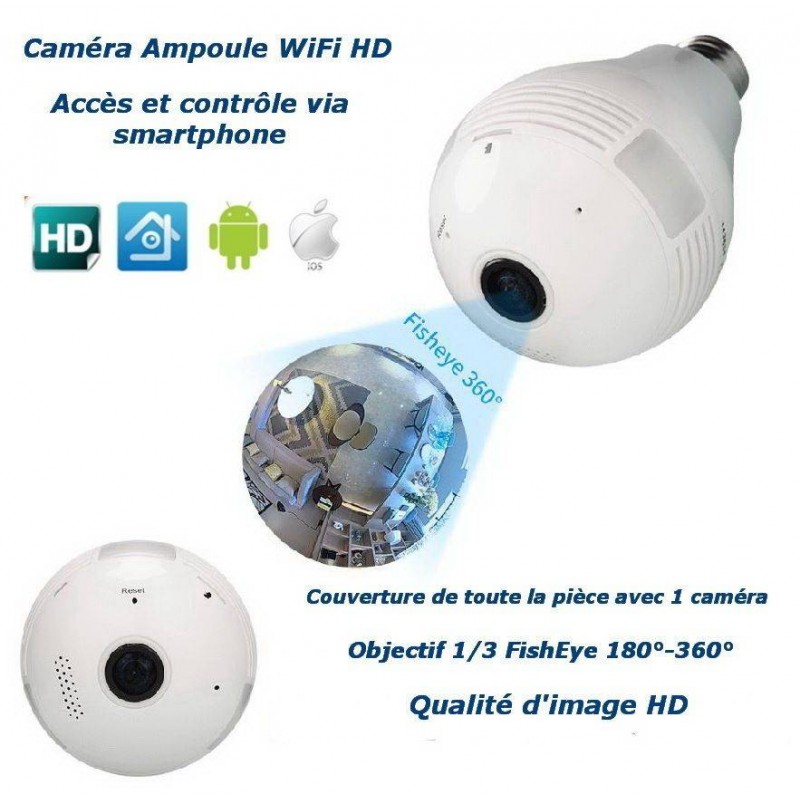 360 ° Ampoule Caméra de Sécurité Mini Sans Fil Lampe Caméras Fisheye H5S5 