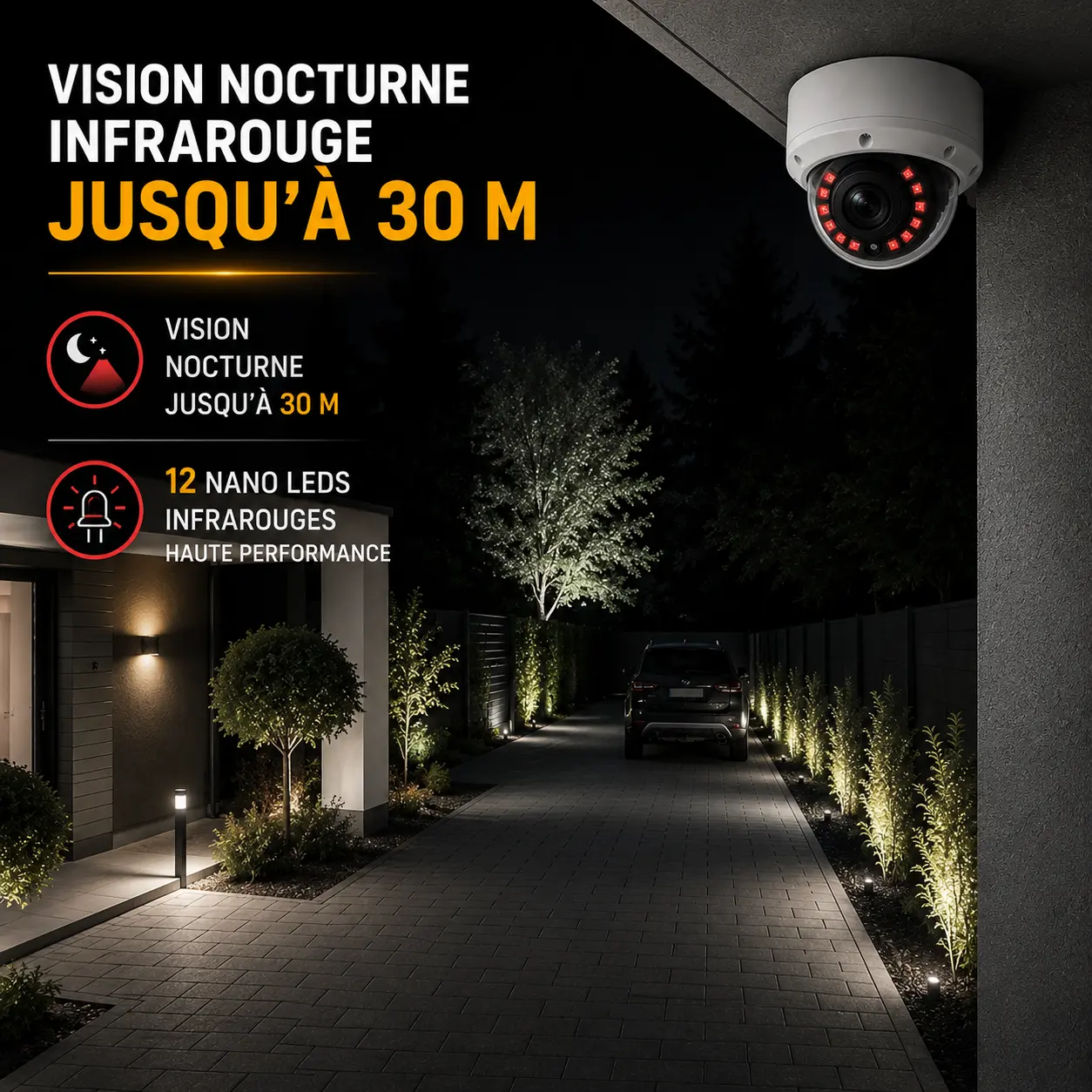 Caméra dôme infrarouge avec vision nocturne jusqu’à 30 mètres