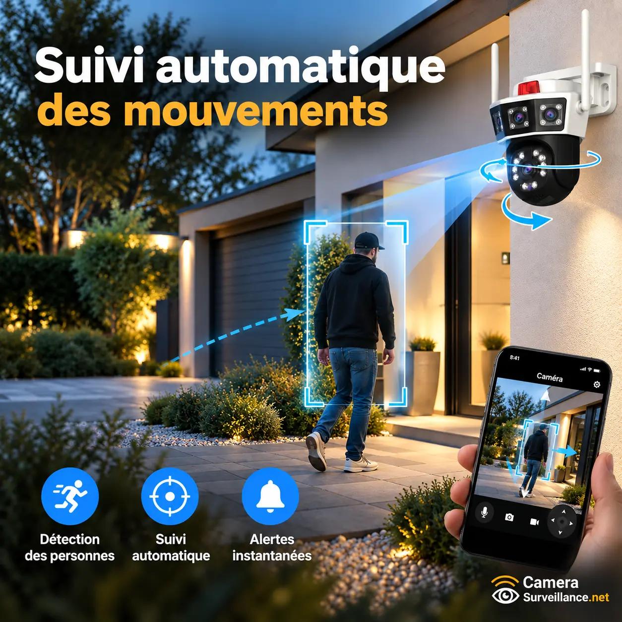 Caméra WiFi extérieure avec auto-tracking