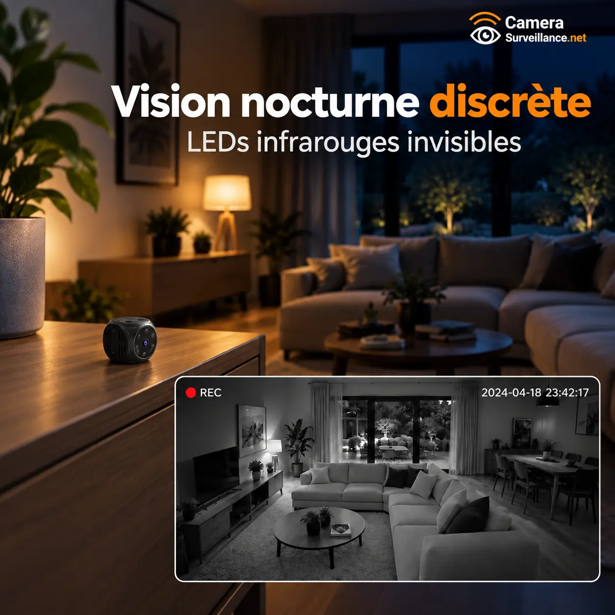 Mini caméra espion avec vision nocturne infrarouge et LEDs invisibles