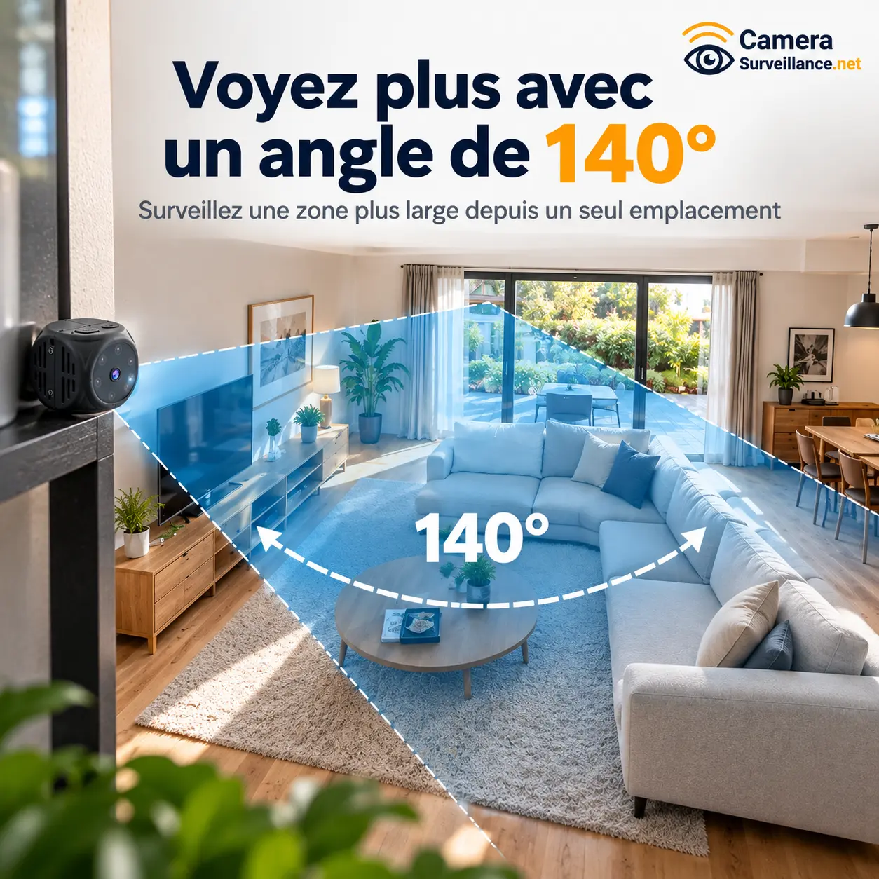 Champ de vision ultra-large à 140 degrés d’une mini caméra espion dans une pièce