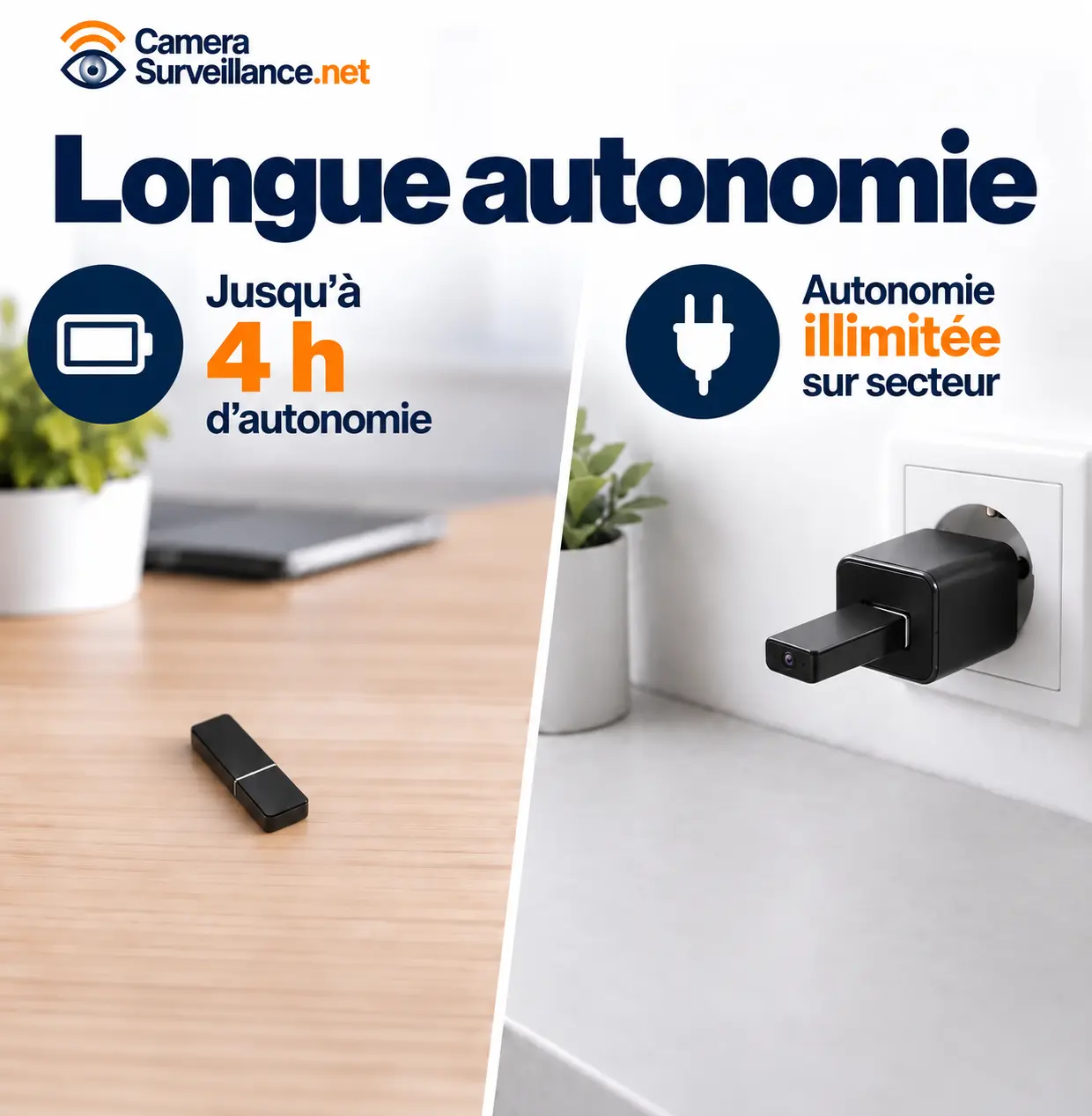 Clé USB espion avec autonomie jusqu’à 4 heures et fonctionnement sur secteur