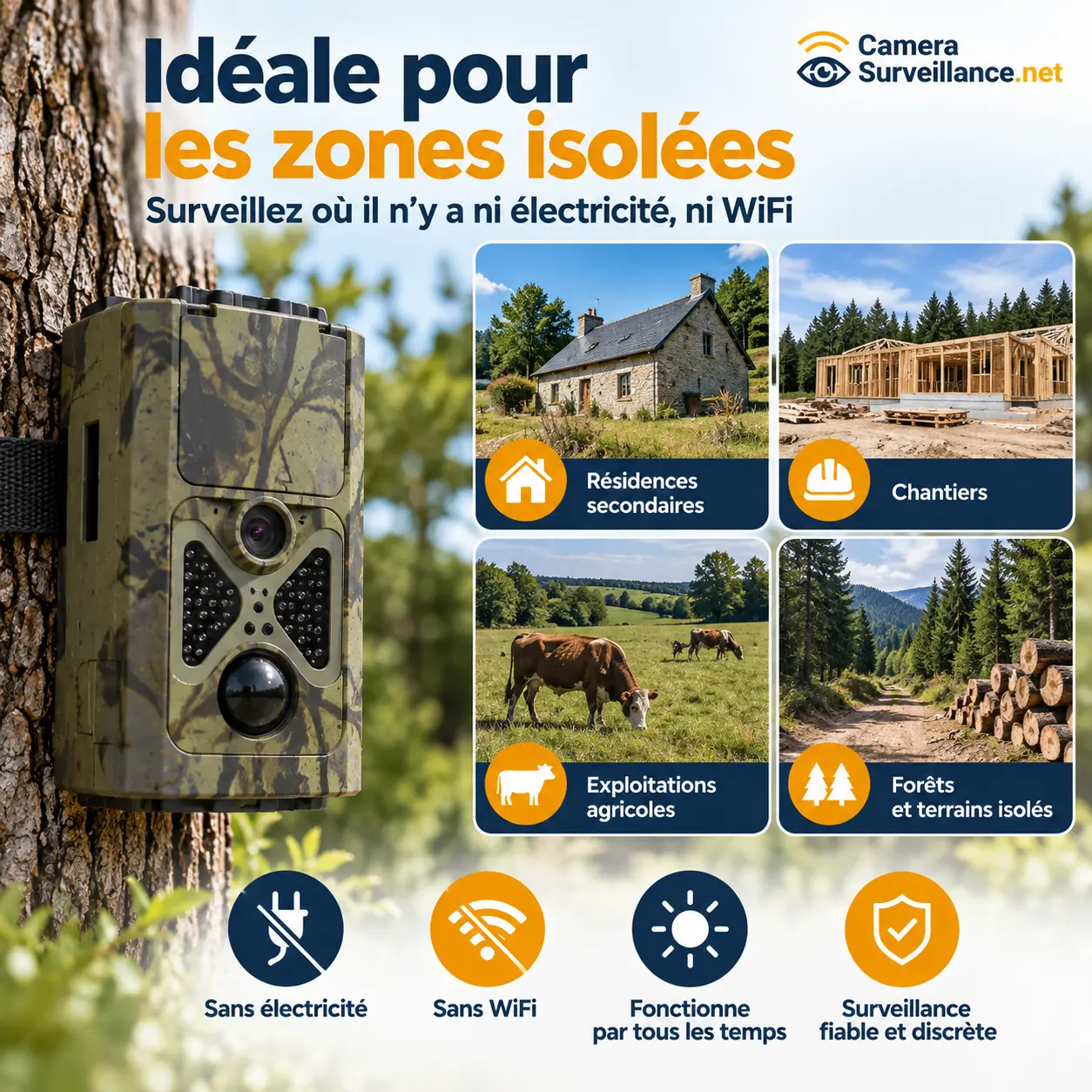 Caméra de surveillance autonome pour jardin, terrain, chantier et zones isolées