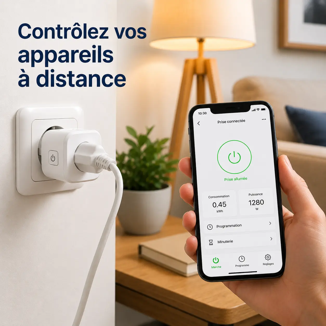 Contrôle à distance d'une prise connectée WiFi depuis un smartphone