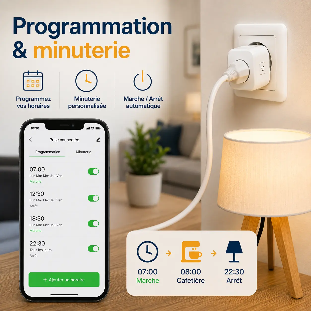 Programmation et minuterie d'une prise connectée WiFi