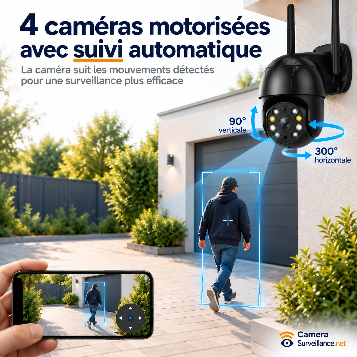 Caméra PTZ motorisée avec suivi automatique des mouvements