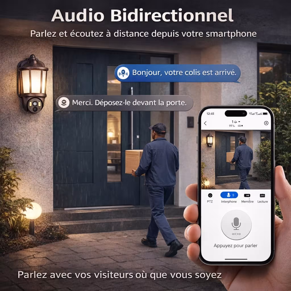 Caméra applique avec haut-parleur et microphone