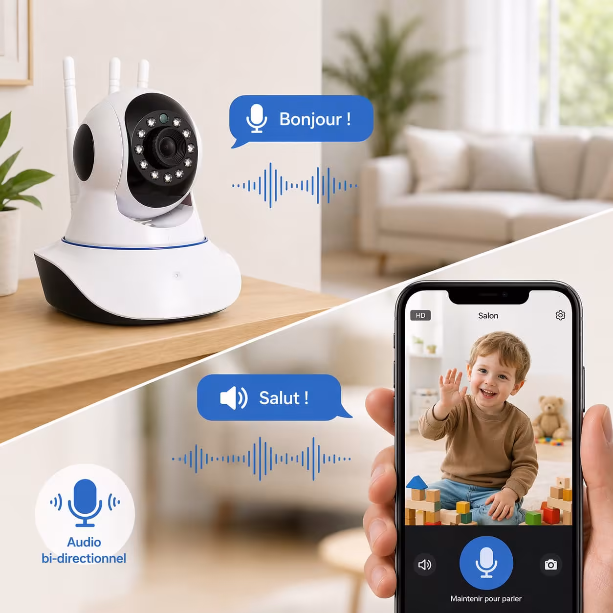 Caméra audio bidirectionnel