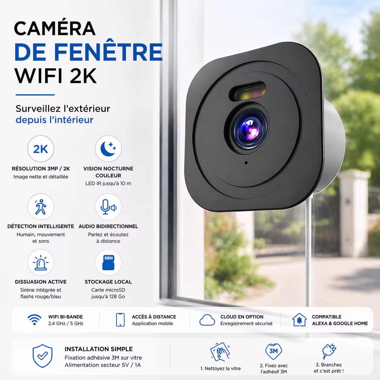 Caméra de fenêtre WiFi fonctions