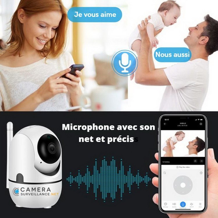 Caméra de surveillance bébé son bi-canal