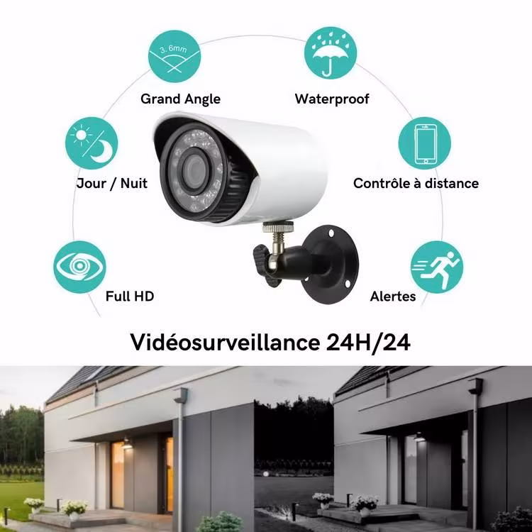 Caméra extérieure kit vidéosurveillance 8 voies