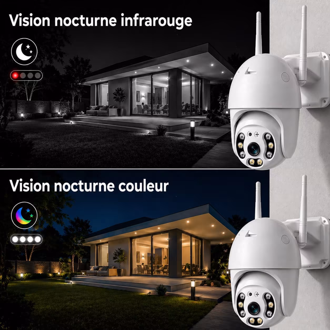 Caméra extérieure avec vision nocturne infrarougre ou couleur