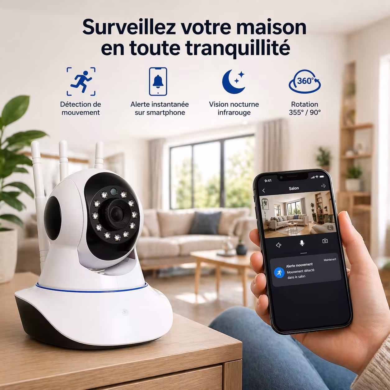 Caméra intérieure motorisée WiFi