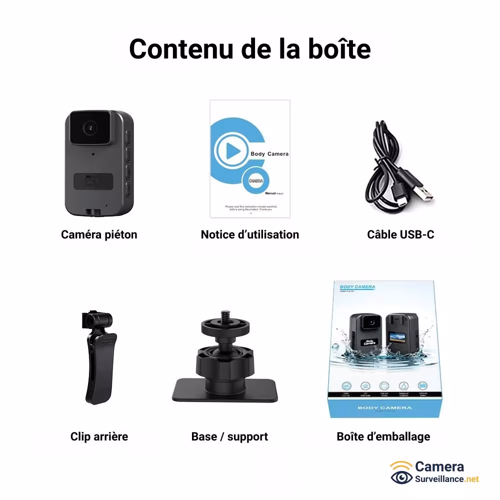 Caméra piéton contenu de la boite