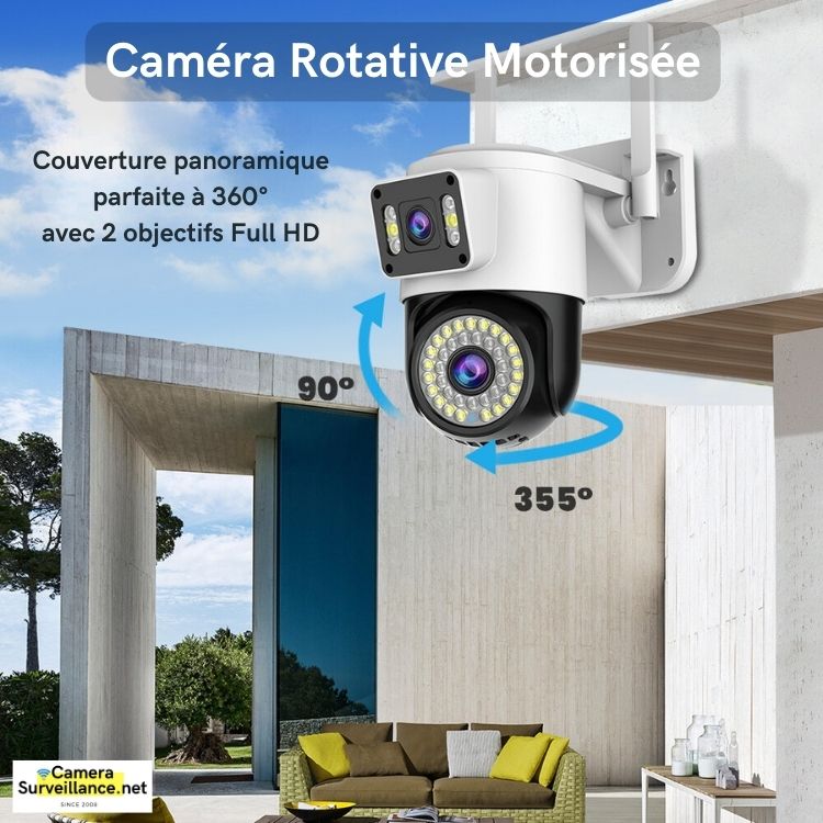 Caméra rotative motorisée 2 objectifs