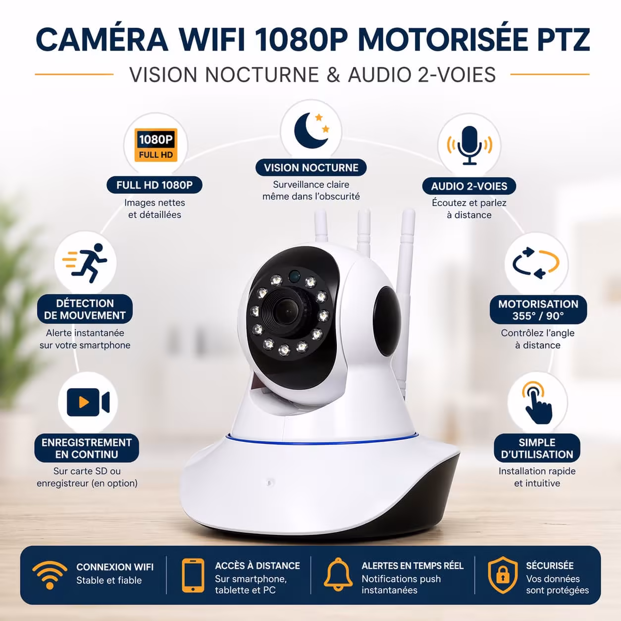 Caméra WiFi intérieure motorisée