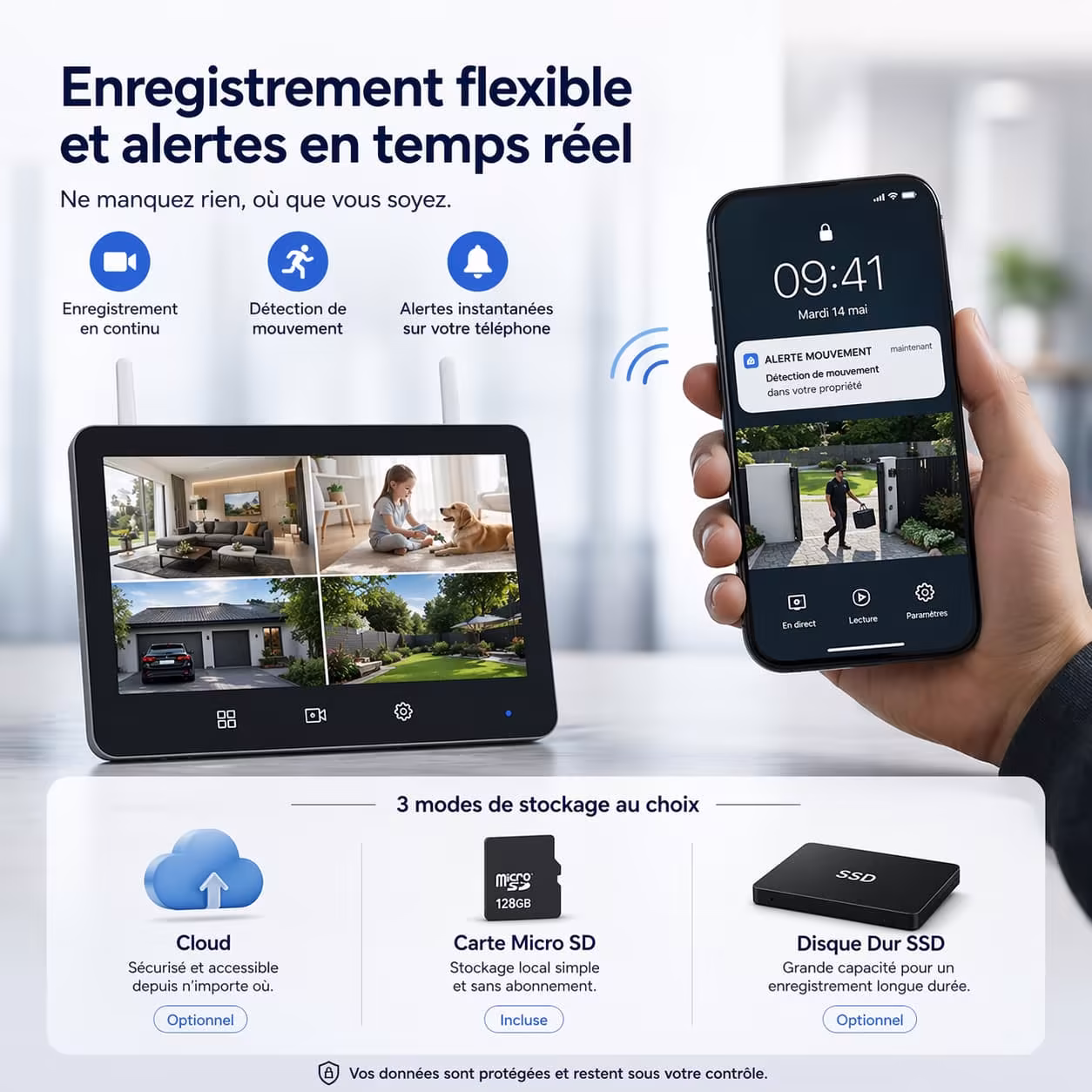 Enregistrement carte mémoire, disque dur ou stockage cloud