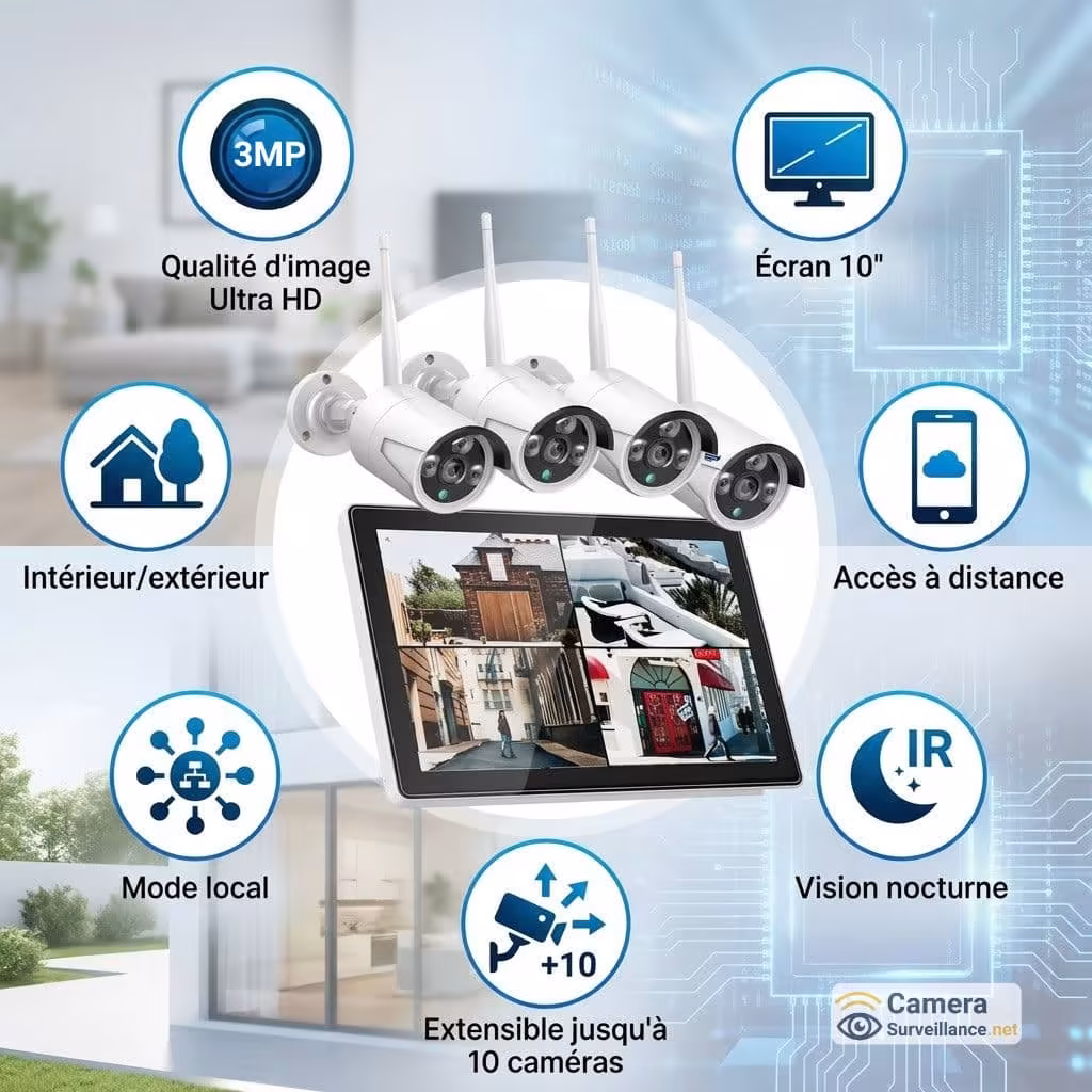 Kit surveillance NVR avec écran enregistreur