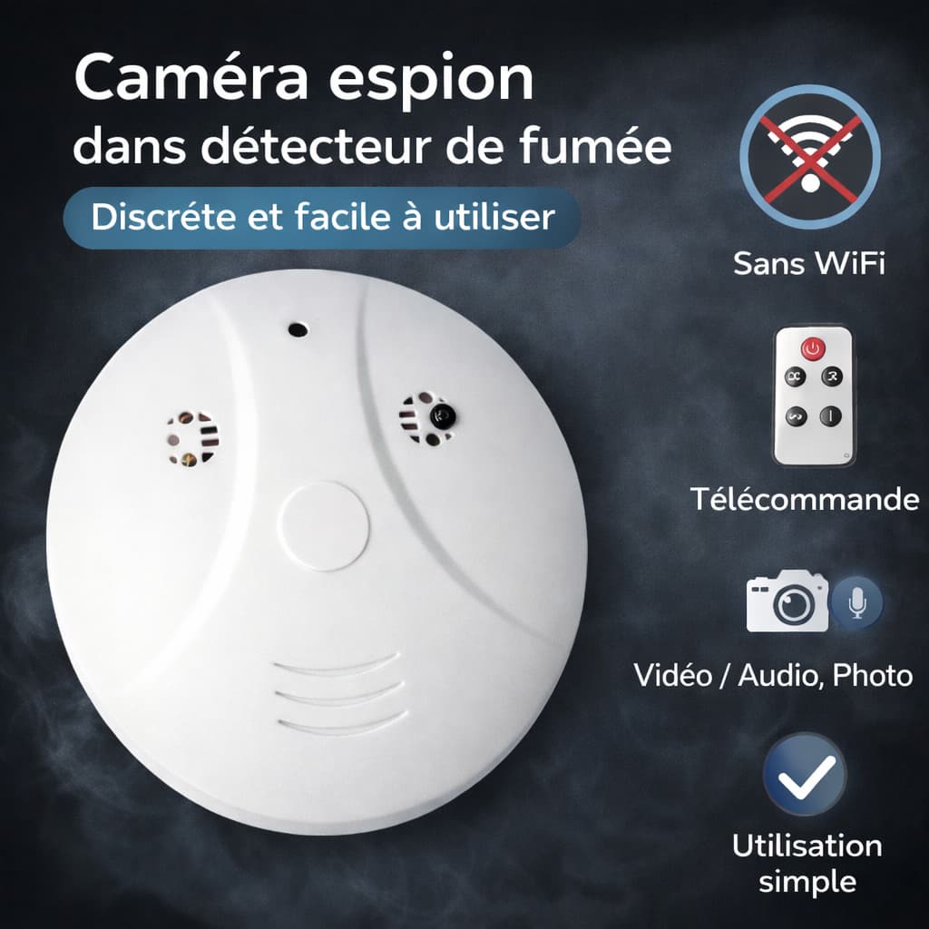Caméra espion dans détecteur de fumée